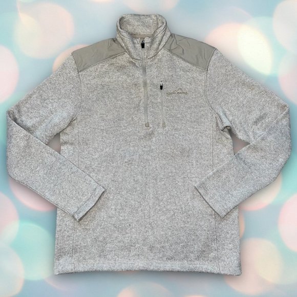 Eddie Bauer Men’s Cream Beige Quarter Zip Sweater Sweatshirt Size M - Picture 1 of 4
